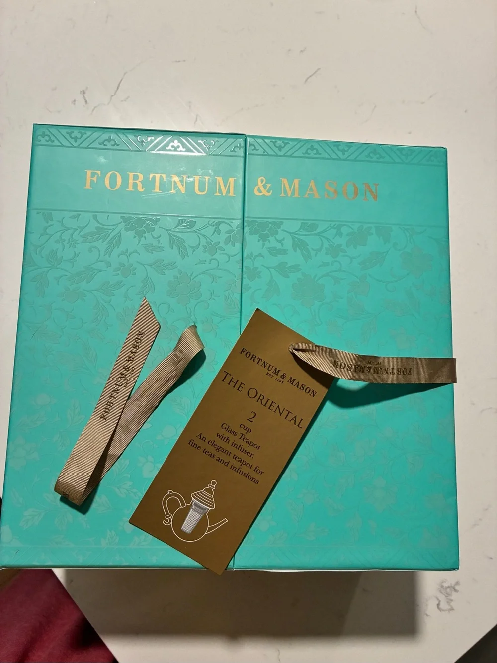 Fortnum & Mason The Oriental Clear Glass 2 Cup Floral Teapot w/ Infuser